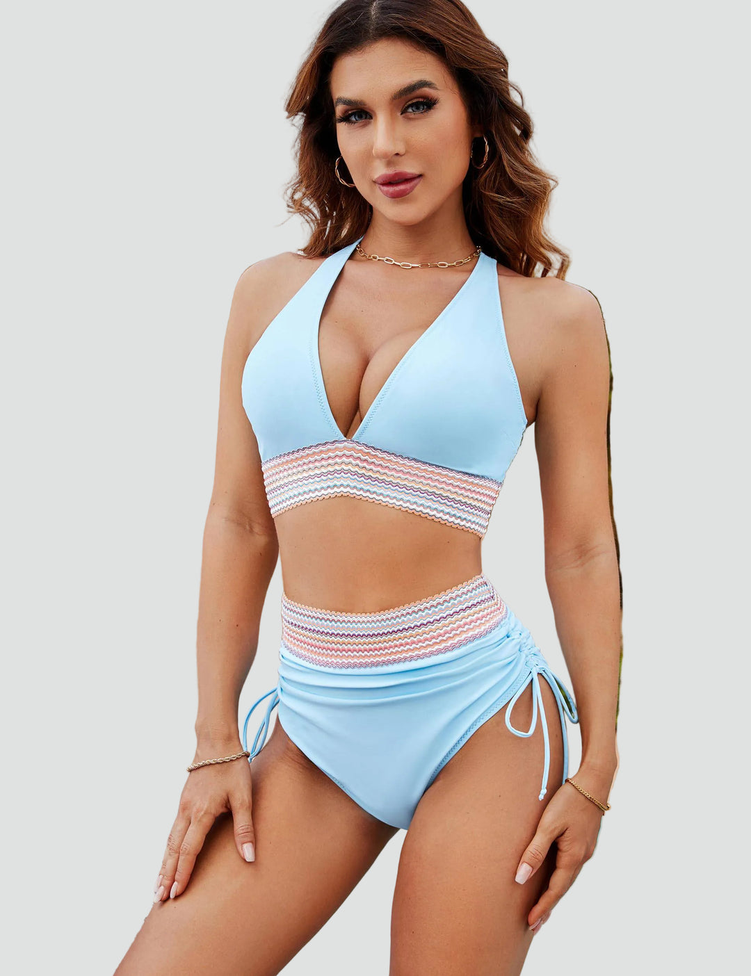 Letni modelujący damski bikini dwuczęściowy z wysokim stanem