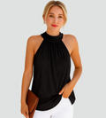 Women's Glitter Sleeveless Party Top with Turtleneck
