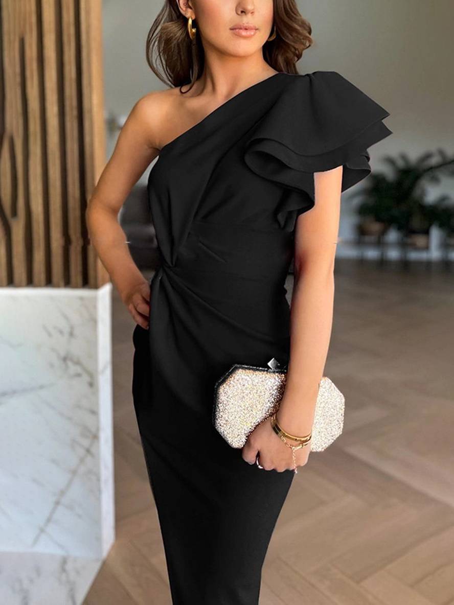 Zmysłowa Elegancka Sukienka Wieczorowa Damska z Rozcięciem