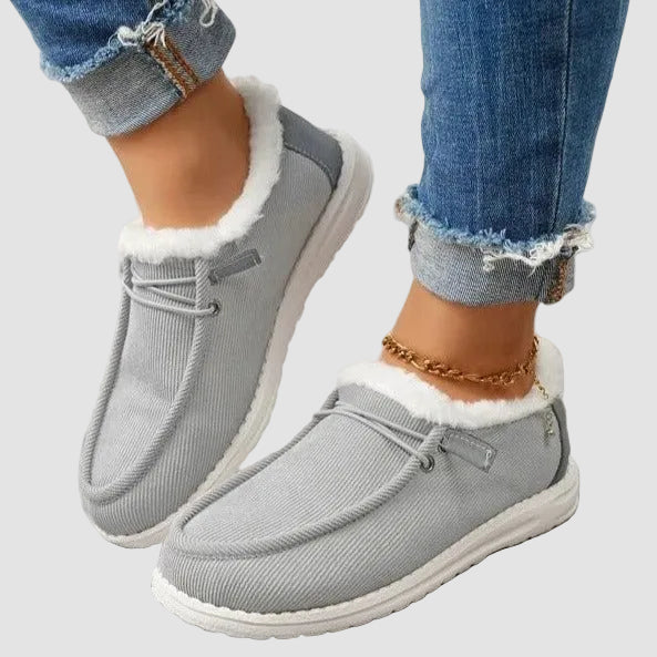 Ocieplane zimowe mokasyny damskie z futerkiem
