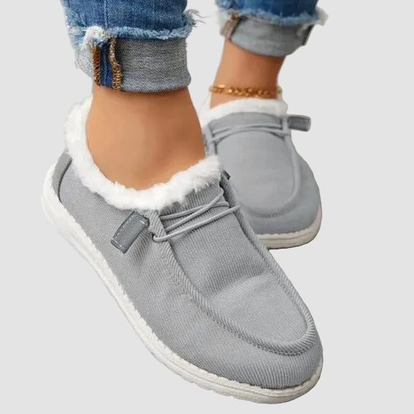 Ocieplane zimowe mokasyny damskie z futerkiem