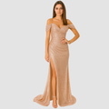 Sequin Women's Maxi Cocktail Dress with Slit