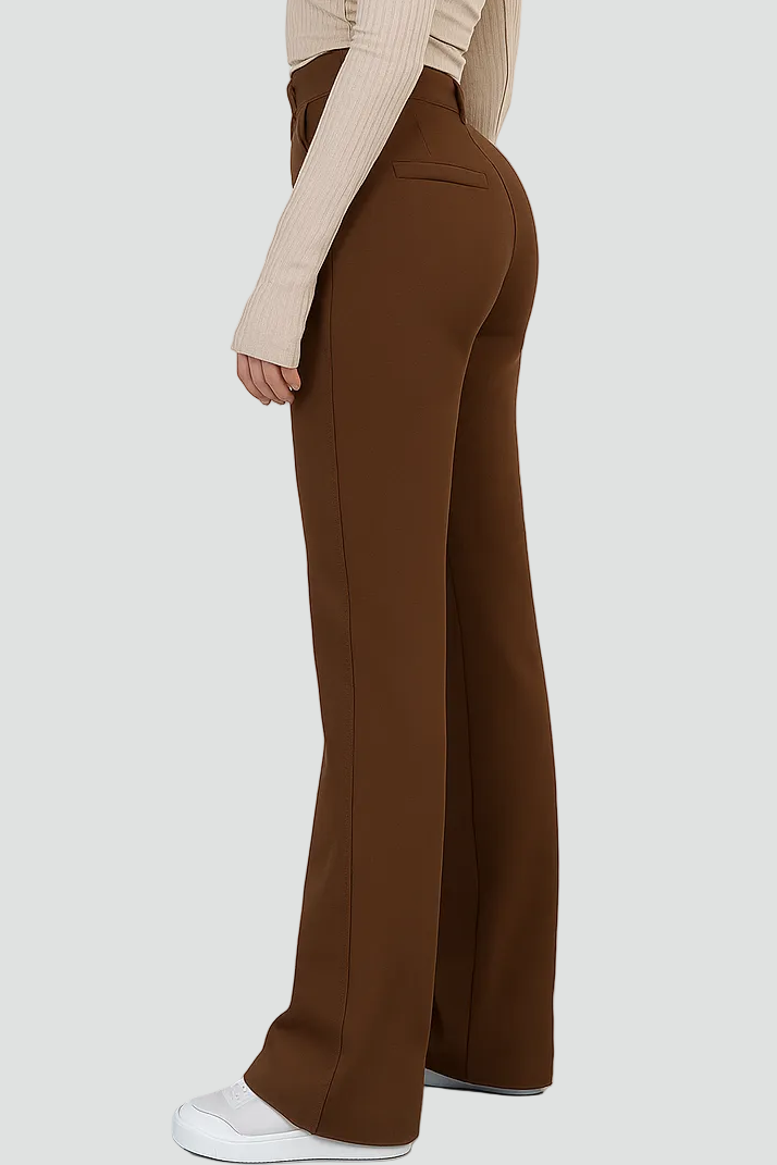 Eleganckie spodnie damskie z wysokim stanem i prostą nogawką
