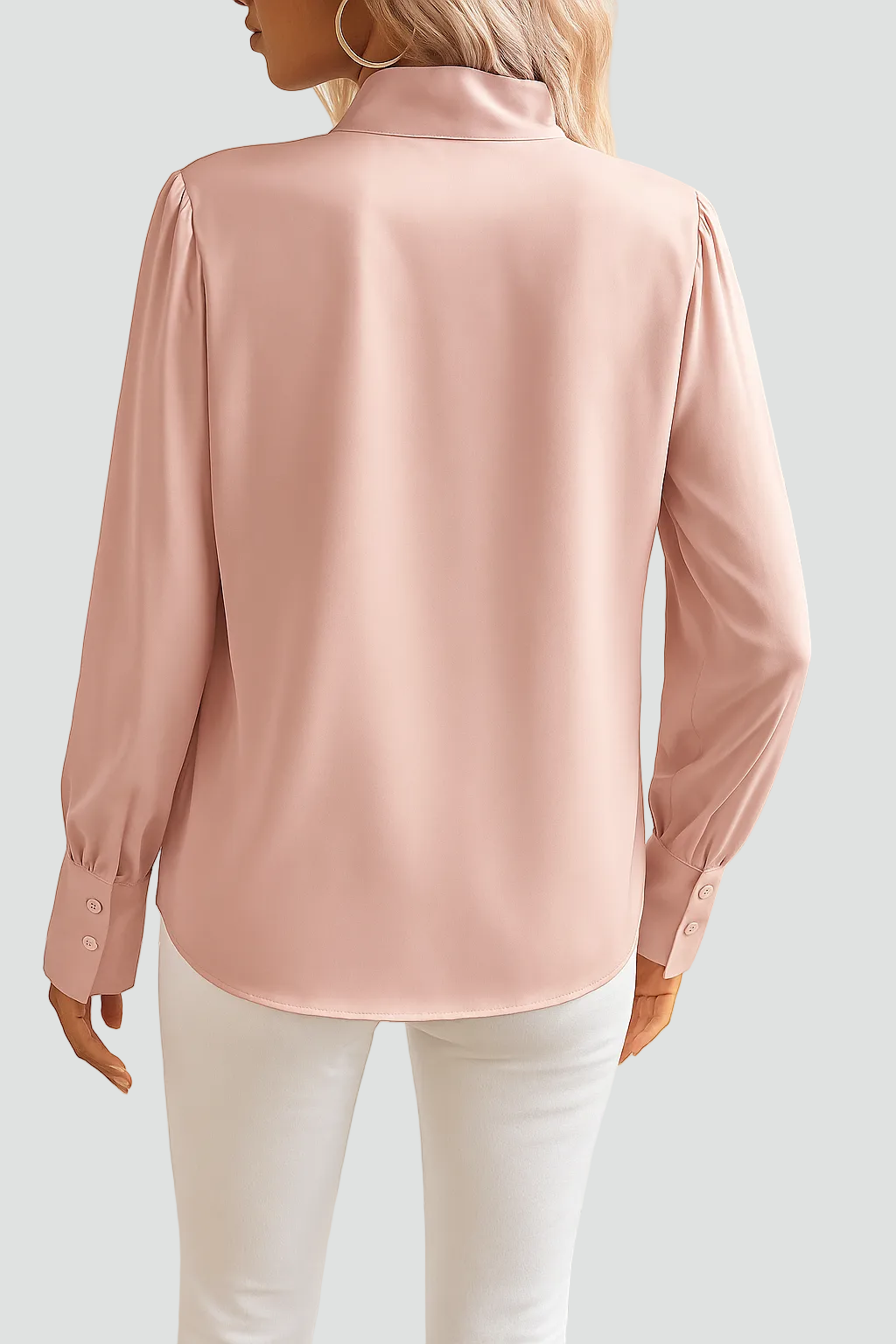 Elegancka damska bluzka z wiązaniem pod szyją i długim rękawem