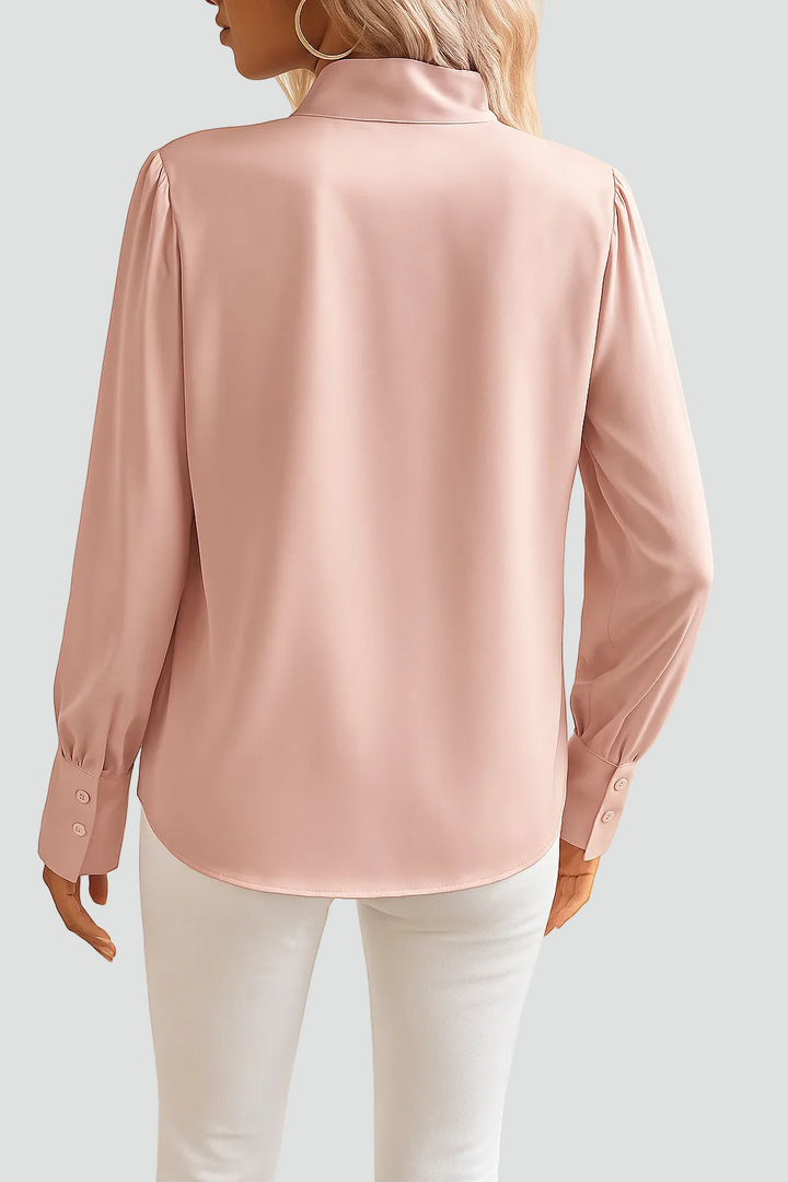 Elegancka damska bluzka z wiązaniem pod szyją i długim rękawem