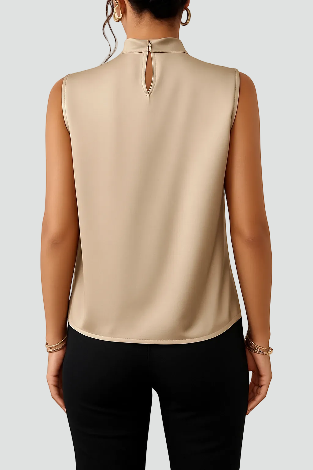 Elegant satin-look halter top tied at the neck