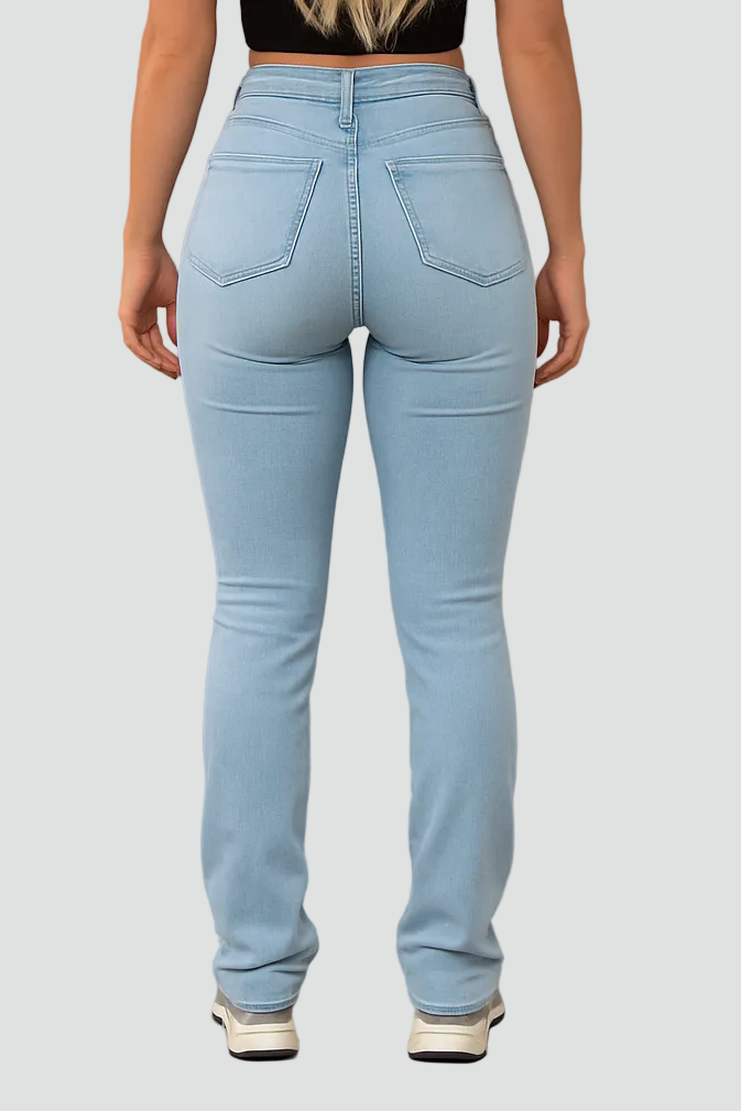 Klasyczne proste jeansy damskie z wysokim stanem