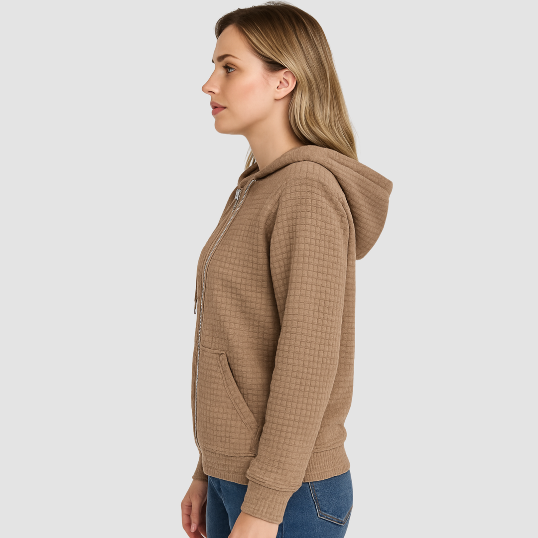 Ciepła damska bluza z kapturem zapinana na zamek