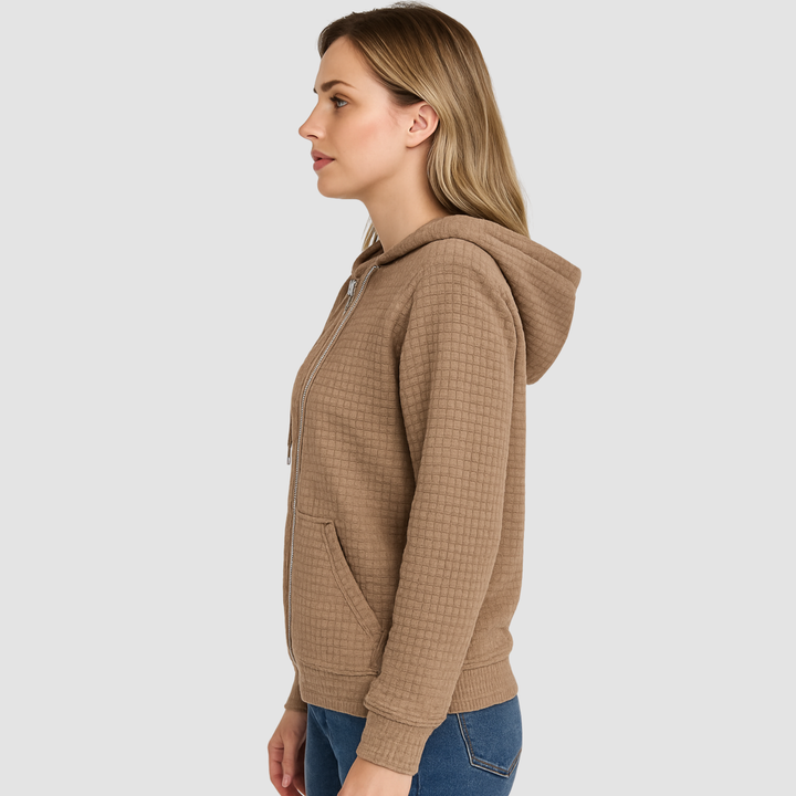 Ciepła damska bluza z kapturem zapinana na zamek