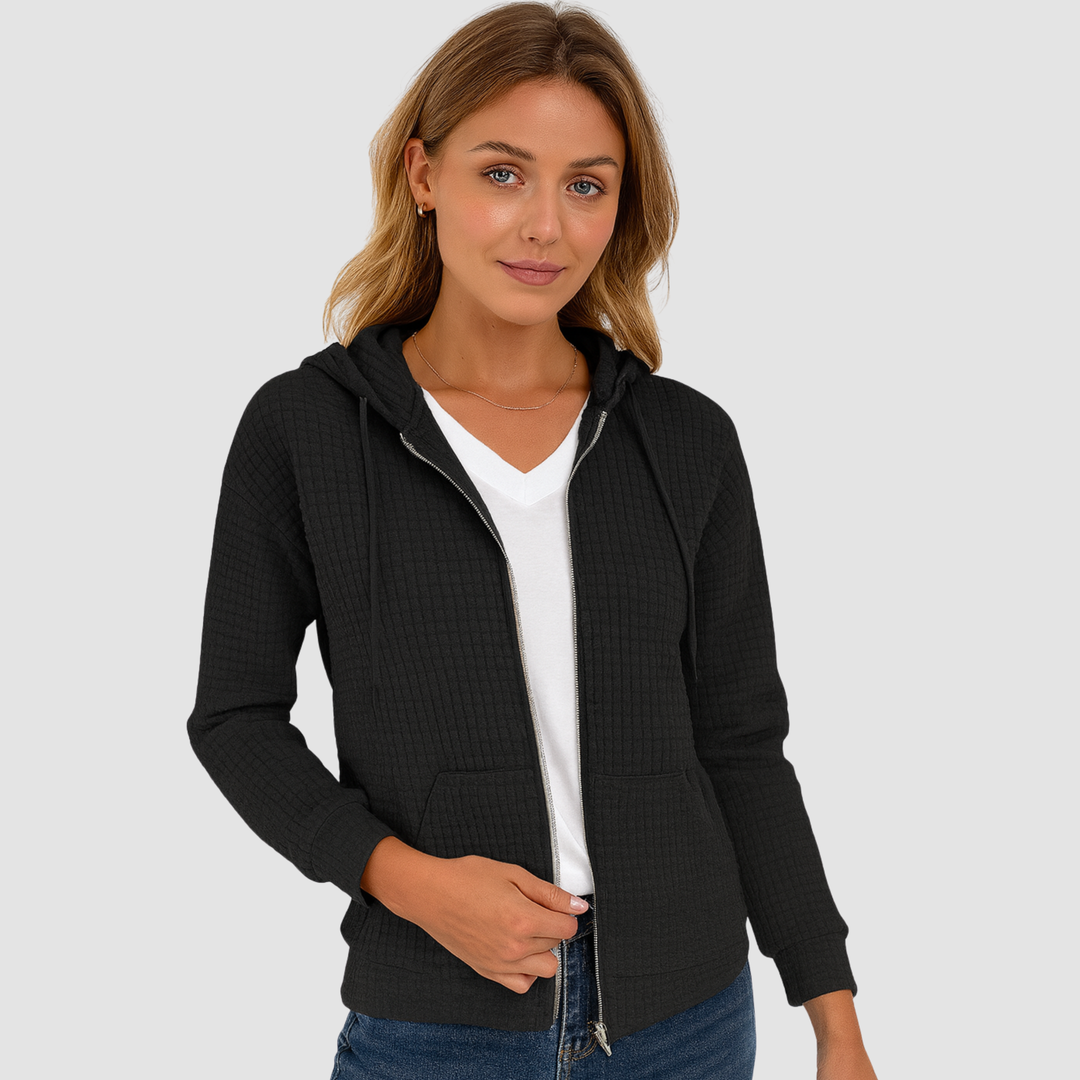 Ciepła damska bluza z kapturem zapinana na zamek