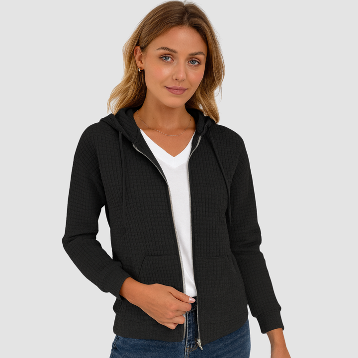 Ciepła damska bluza z kapturem zapinana na zamek