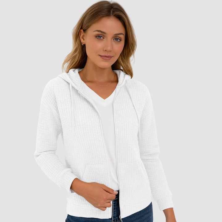 Ciepła damska bluza z kapturem zapinana na zamek