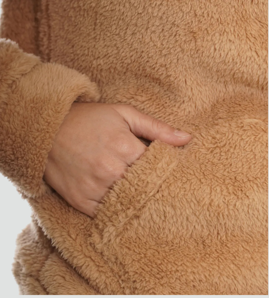 Ciepła pluszowa bluza damska z kapturem kangurka