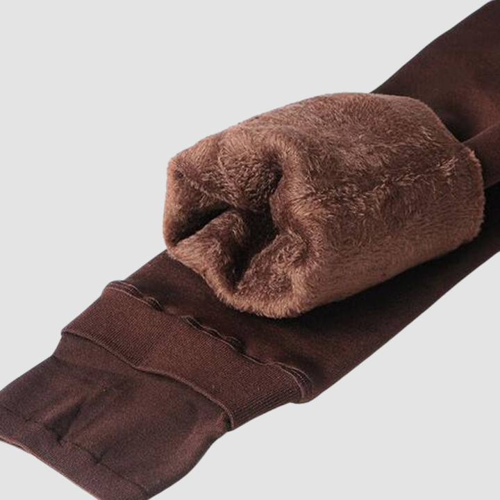 Ciepłe zimowe ocieplane legginsy damskie z wysokim stanem