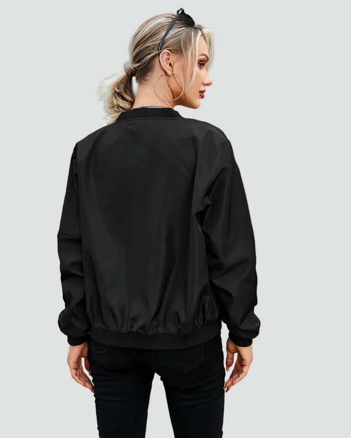 Women's bomber jacket with zipper and contrasting cuffs
