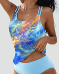 Two-piece women's tankini swimsuit with high waist for the beach