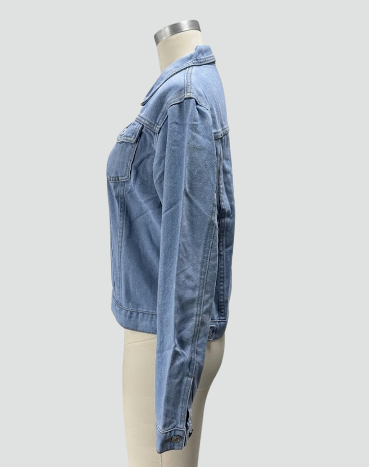 Veste en jean avec boutons et poches pour femme