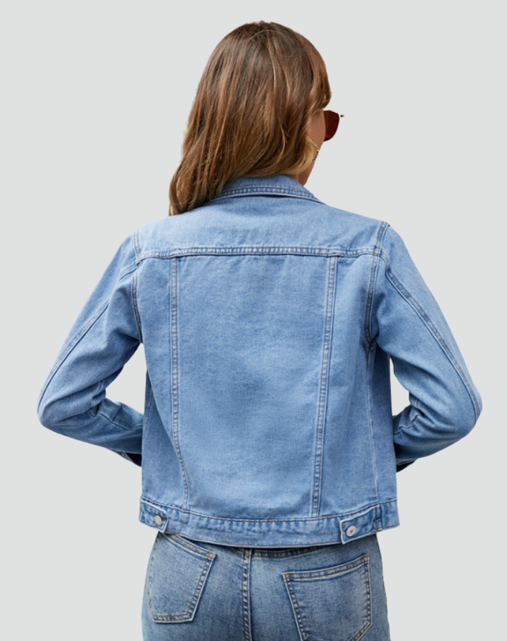 Veste en jean avec boutons et poches pour femme