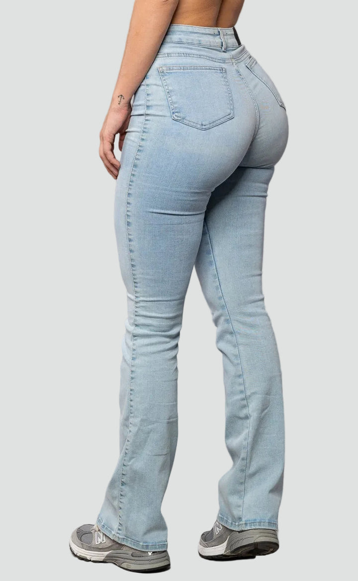 Klasyczne proste jeansy damskie z wysokim stanem