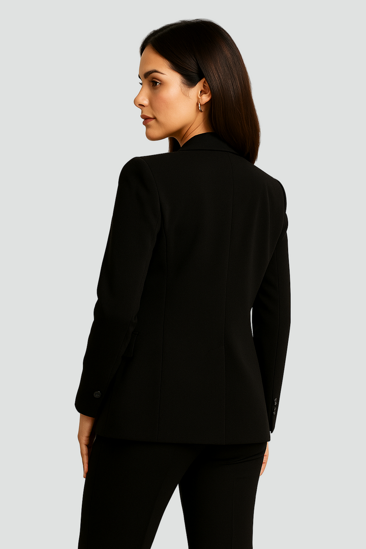 Długa marynarka damska taliowana do biura stylowa