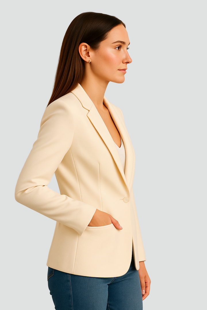 Długa marynarka damska taliowana klasyczna