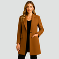 Manteau long en laine à rangée unique pour femme élégant