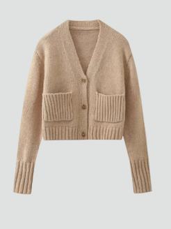 Cardigan chaud pour femme en tricot avec poches