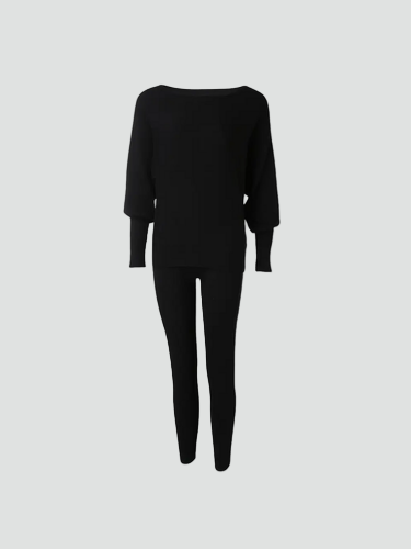 Wygodny dzianinowy damski co ord set sweter z legginsami