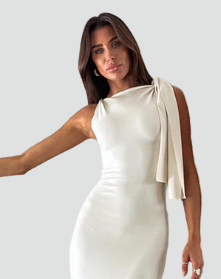 Elegancka sukienka wieczorowa damska z kokardą