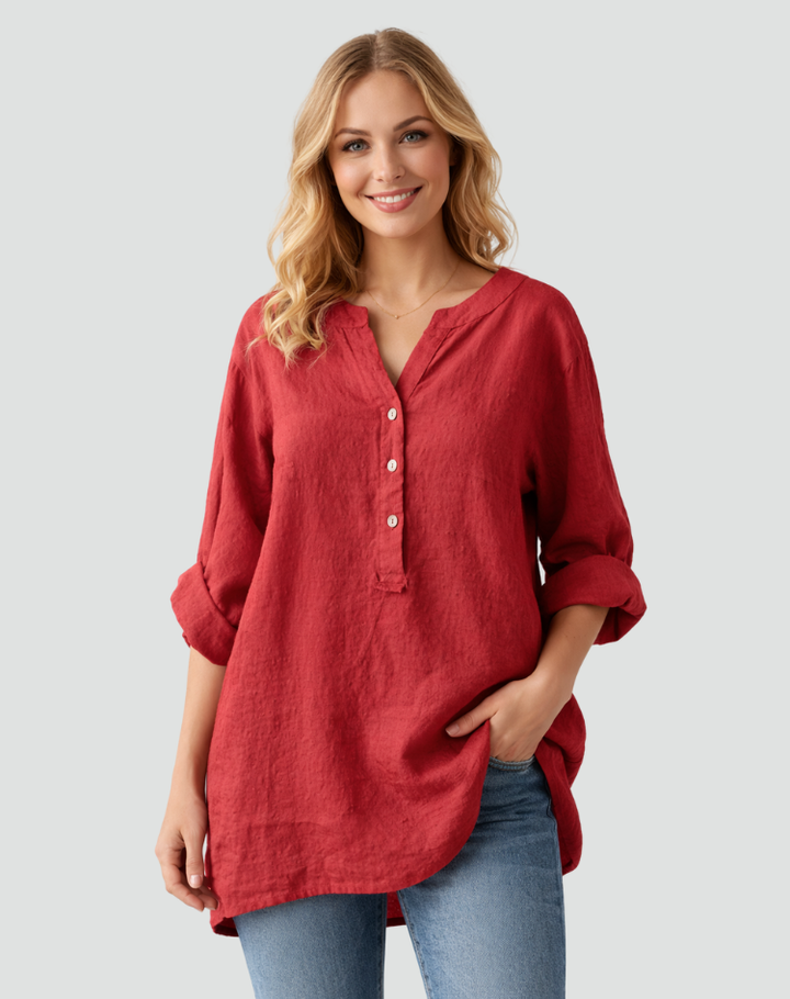 Women's oversized long-sleeve button-up blouse for everyday wear