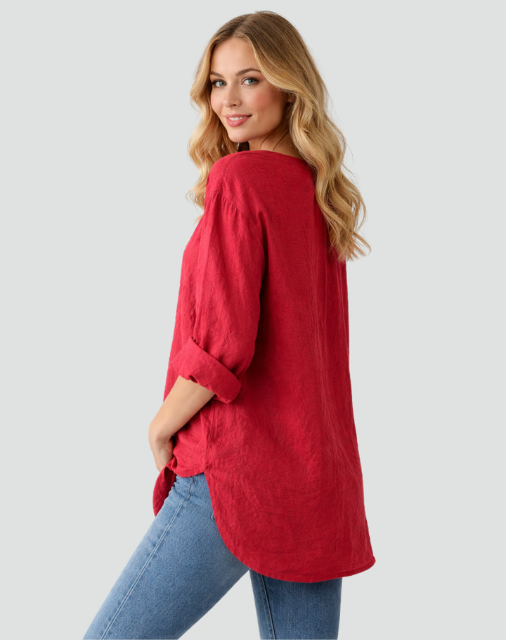 Women's oversized long-sleeve button-up blouse for everyday wear