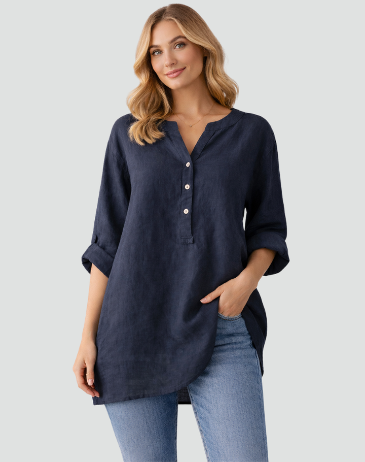 Women's oversized long-sleeve button-up blouse for everyday wear