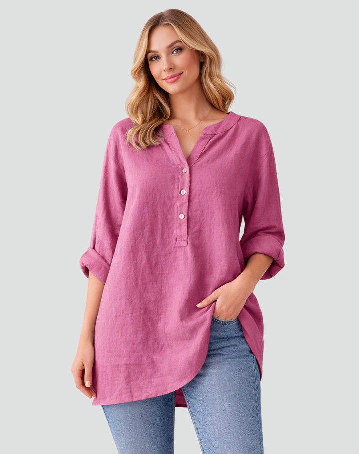 Women's oversized long-sleeve button-up blouse for everyday wear