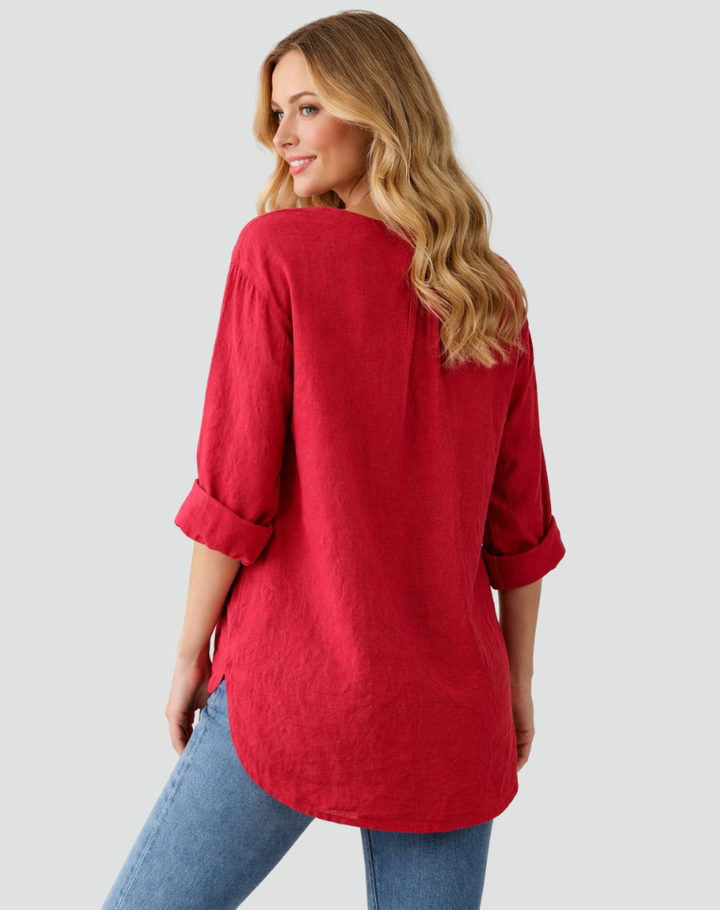 Women's oversized long-sleeve button-up blouse for everyday wear