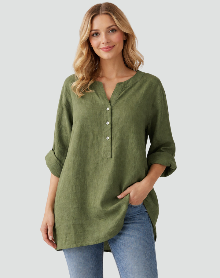 Women's oversized long-sleeve button-up blouse for everyday wear
