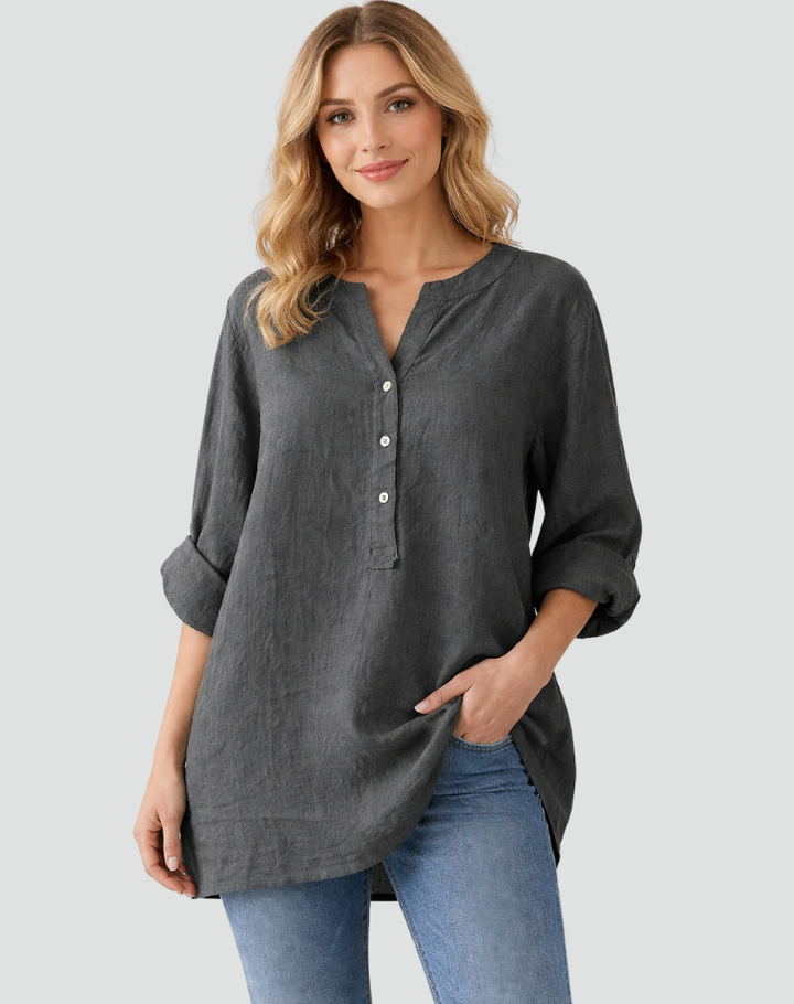 Women's oversized long-sleeve button-up blouse for everyday wear