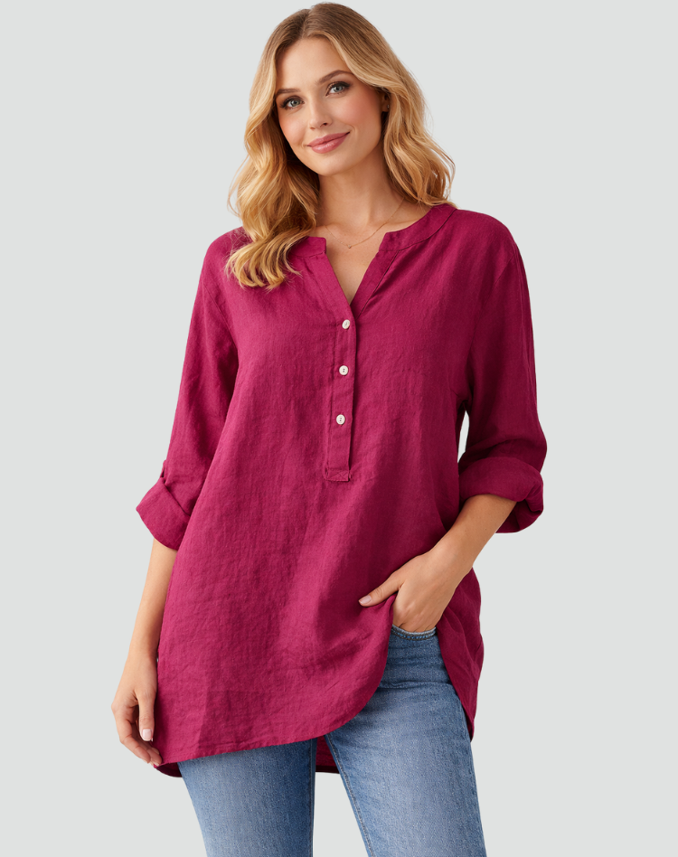 Women's oversized long-sleeve button-up blouse for everyday wear