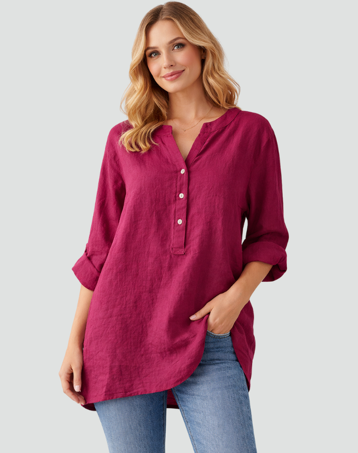 Women's oversized long-sleeve button-up blouse for everyday wear