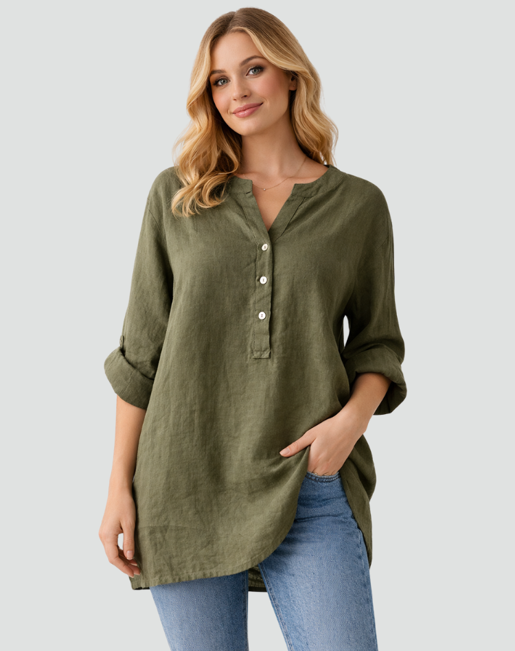 Women's oversized long-sleeve button-up blouse for everyday wear