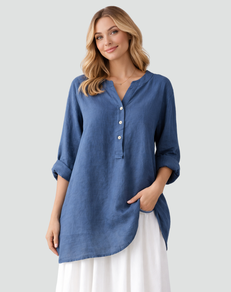 Women's oversized long-sleeve button-up blouse for everyday wear