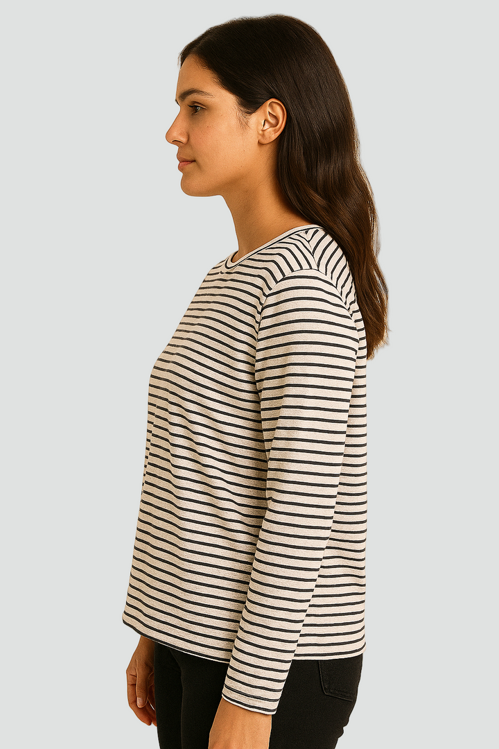 Damska dzianinowa bluzka w paski z długim rękawem