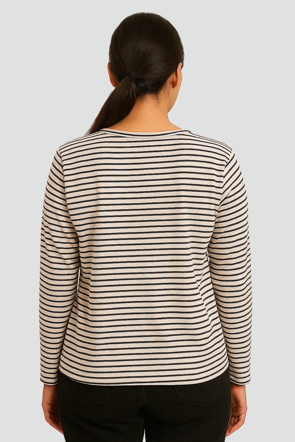 Damska dzianinowa bluzka w paski z długim rękawem