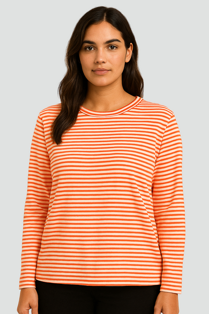 Damska dzianinowa bluzka w paski z długim rękawem