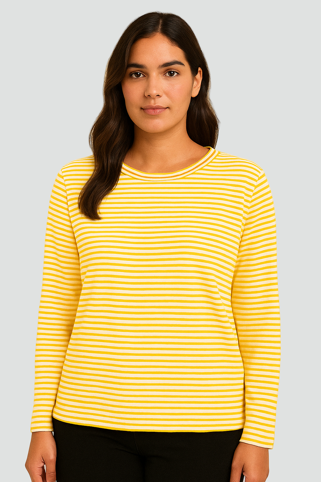 Damska dzianinowa bluzka w paski z długim rękawem