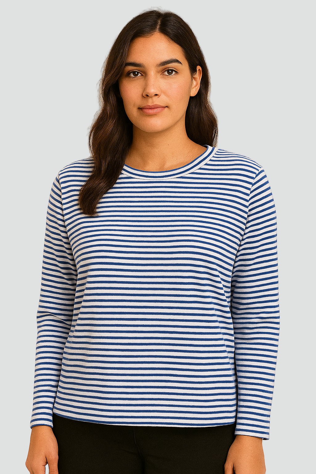 Damska dzianinowa bluzka w paski z długim rękawem