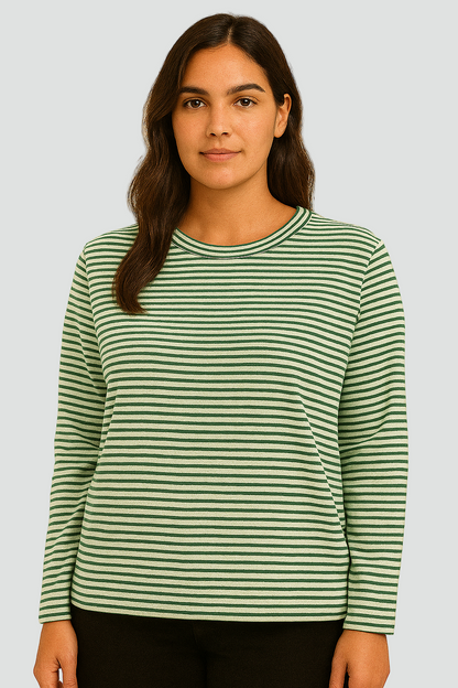 Damska dzianinowa bluzka w paski z długim rękawem