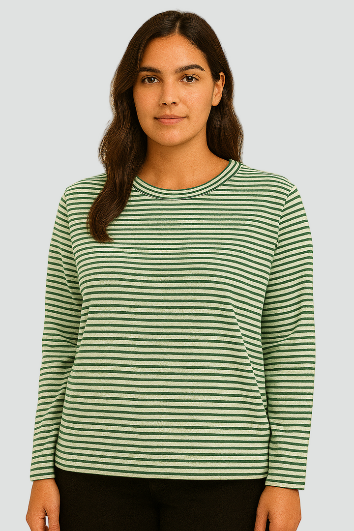 Damska dzianinowa bluzka w paski z długim rękawem