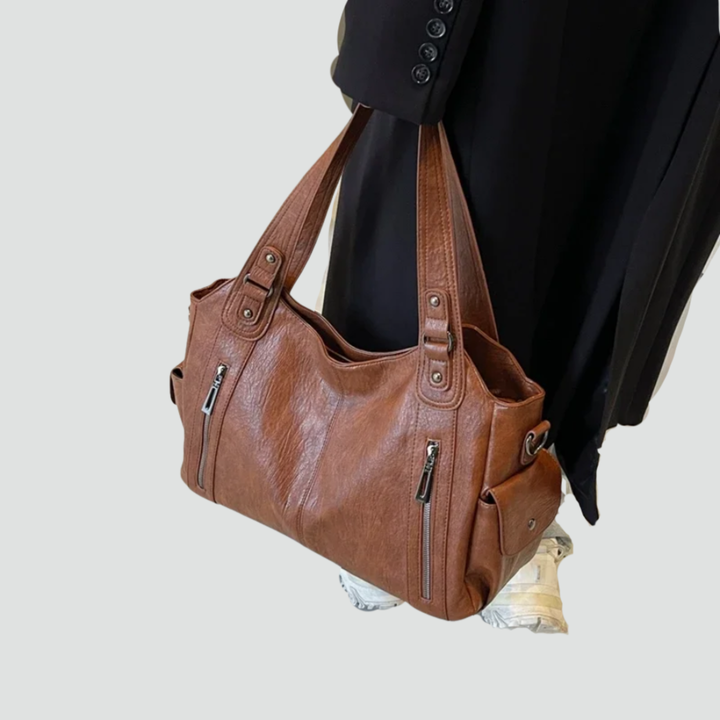 Women's spacious shoulder bag with leather look