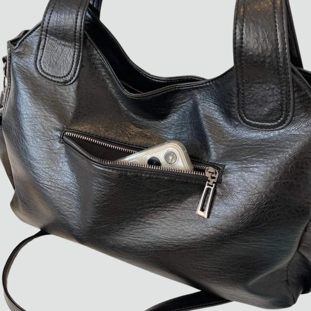 Women's spacious shoulder bag with leather look