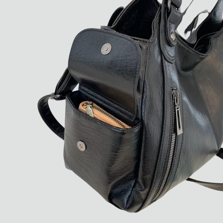 Women's spacious shoulder bag with leather look